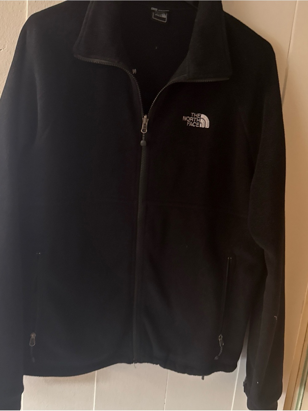 The North Face Fleece Jacket Men XL Black Full Zip Mock Neck Pockets Soft Winter